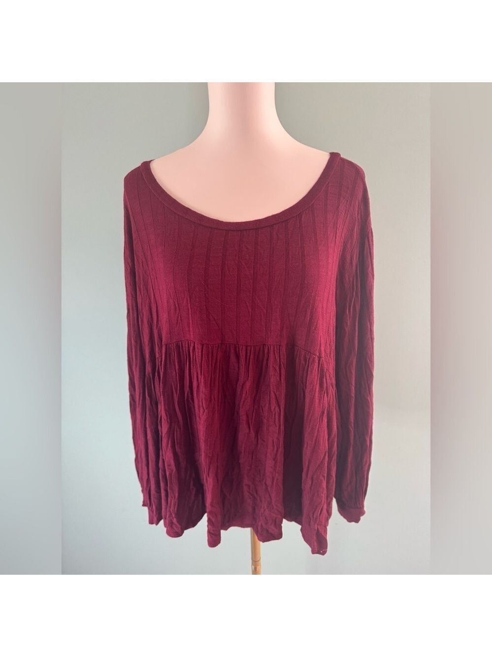 Haptics by Holly Harper Burgundy Long-Sleeve Top (Size 1X)